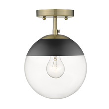 3219-SF AB-BLK - Dixon Semi-Flush in Aged Brass with Clear Glass and Black Cap